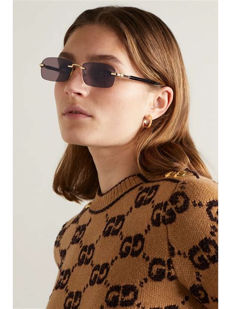 Sunglasses: Rectangle Sunglasses, acetate Gold — .